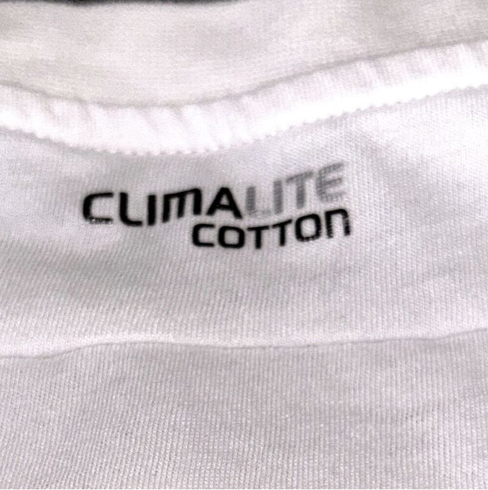 Men's Adidas Active 360 Athletic 3 Stripes Short Sleeve Shirt White/Blue Medium - Picture 4 of 5